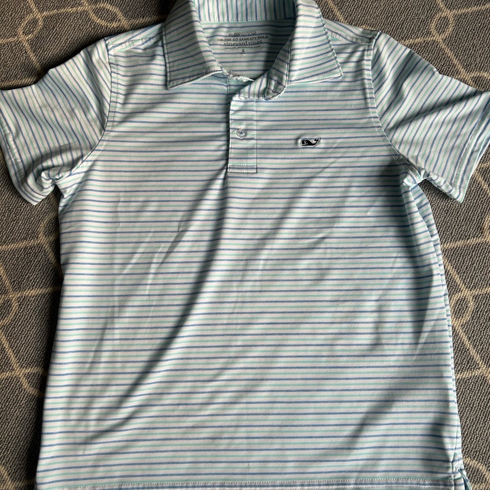 Vineyard Vines Blue and White Striped Polo